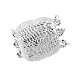 rhodium sterling silver 15mm 3 rows corrugated rectangle one touch clasp