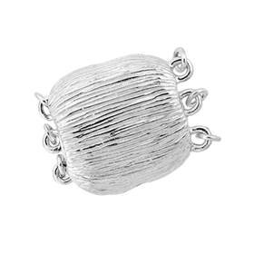 rhodium sterling silver 15mm 3 rows corrugated rectangle one touch clasp