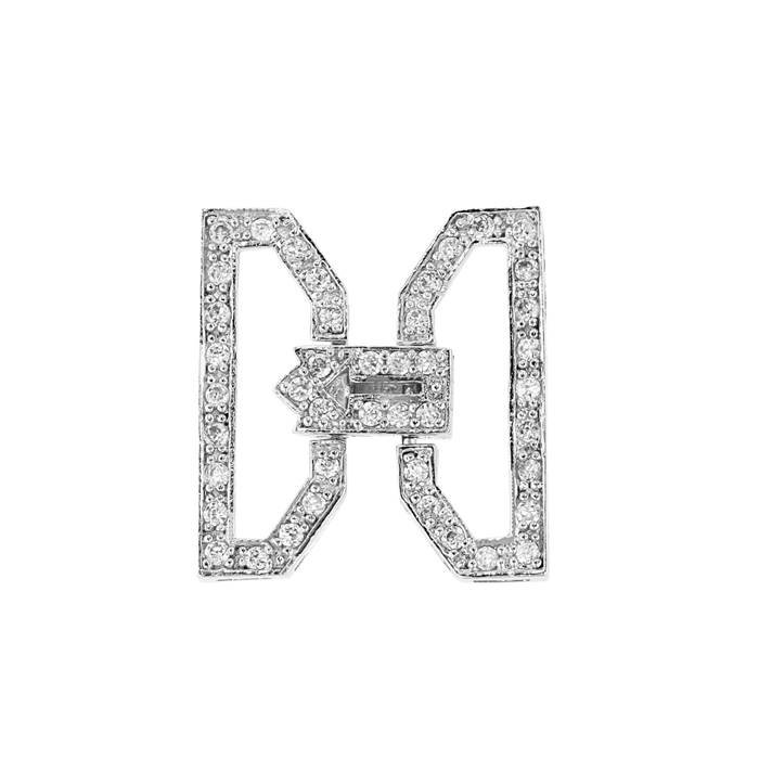 20x18mm rhodium plated cubic zirconia multi-strand fold over clasp