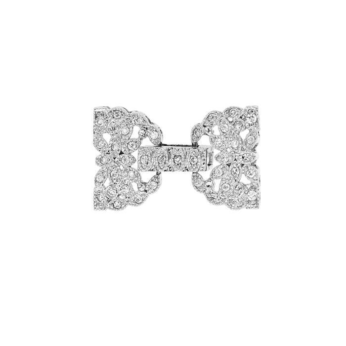 20x12mm rhodium plated cubic zirconia multi-strand fold over clasp