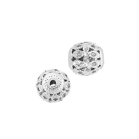 Rhodium Plated Silver Cubic Zirconia Beads