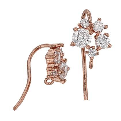 rose gold vermeil 5 cubic zirconia earwire earring