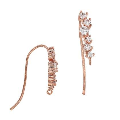 rose gold vermeil 6 cubic zirconia earwire earring