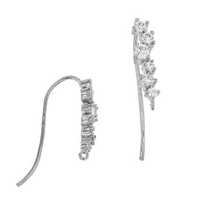 rhodium sterling silver rhodium plated 6 cubic zirconia earwire earring