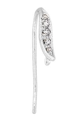 rhodium plated 5 cubic zirconia earwire earring