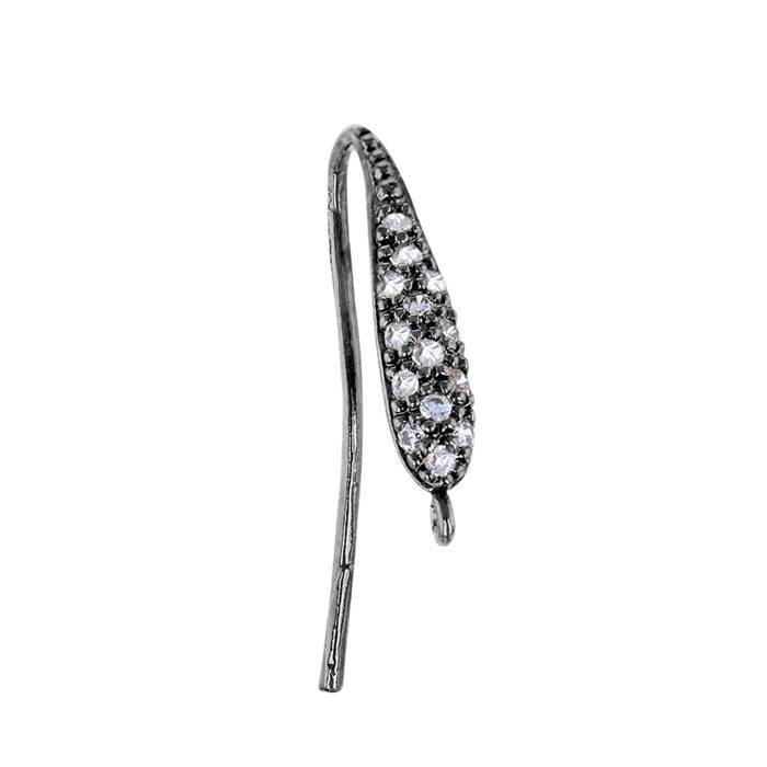 black rhodium plated 14 cubic zirconia earwire earring