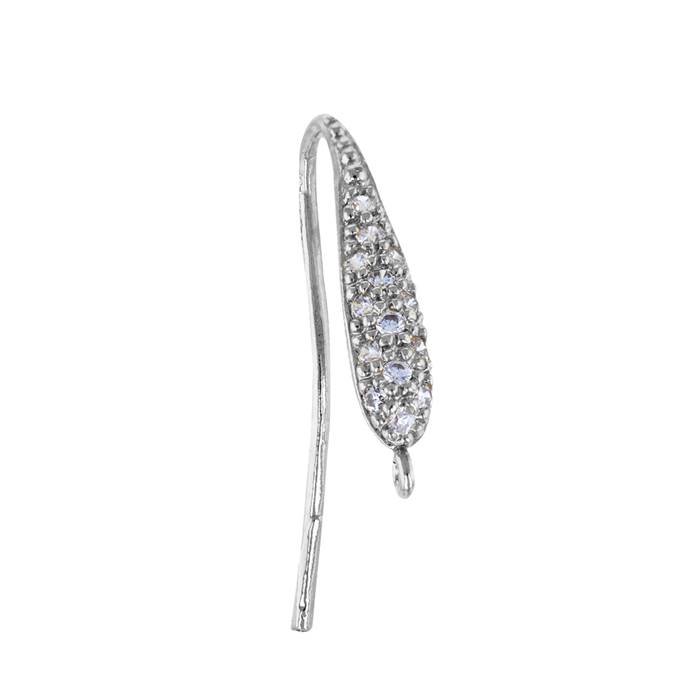 rhodium plated 14 cubic zirconia earwire earring
