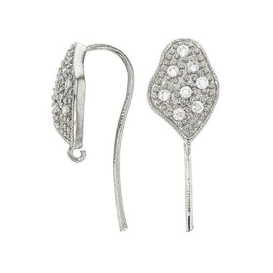 rhodium sterling silver rhodium plated 8 cubic zirconia earwire earring