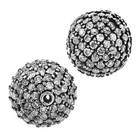 rhodium sterling silver 1.18ct 10mm diamond ball bead