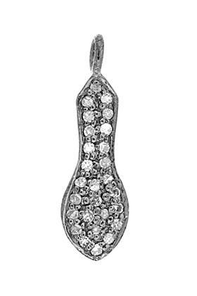 rhodium sterling silver 18pts 18x6mm diamond shoe charm
