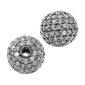 rhodium sterling silver 73pts 8mm diamond ball bead