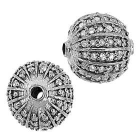 rhodium sterling silver 39pts 10mm diamond ball bead