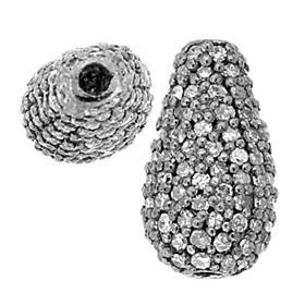rhodium sterling silver 1.02cts 14x6mm diamond drop bead