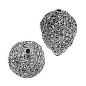 rhodium sterling silver 1.67ct 16x12mm diamond drop bead