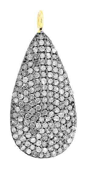 rhodium sterling silver 1.48ct 32.x19mm diamond pear pendant