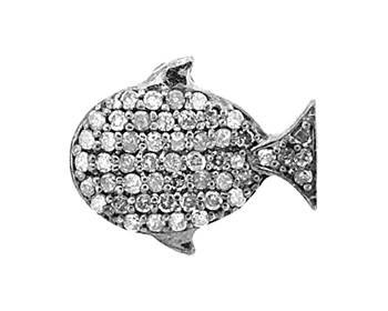 rhodium sterling silver 45pts 15x10mm diamond whale charm