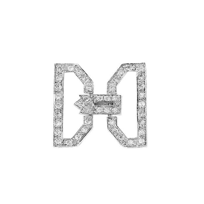 13mm rhodium plated cubic zirconia multi-strand fold over clasp