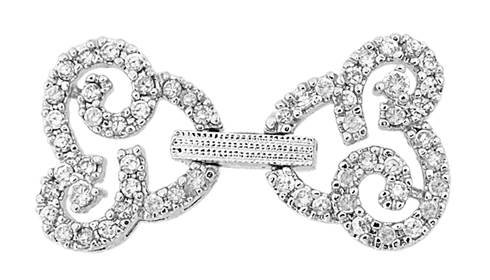 27x14mm rhodium plated cubic zirconia multi-strand fold over clasp