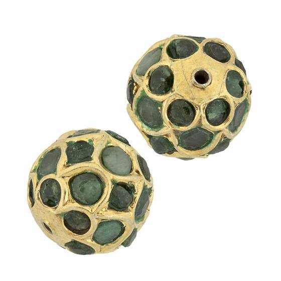 gold plated 11mm emerald bead spacer