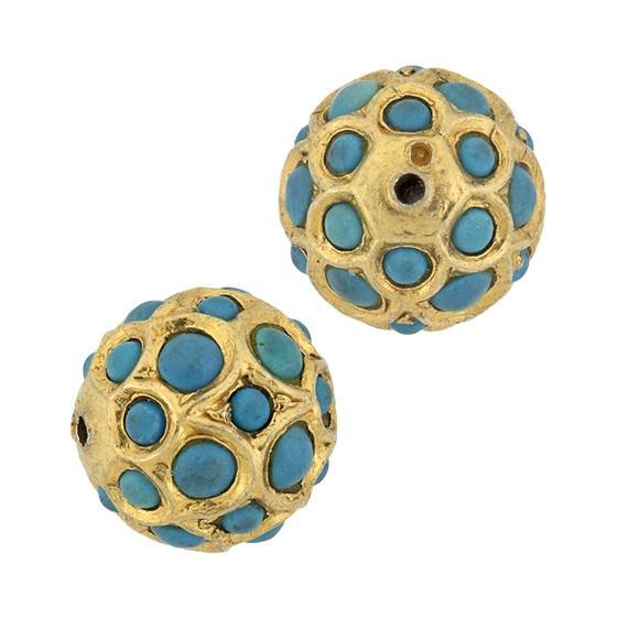 gold plated 11mm turquoise bead spacer
