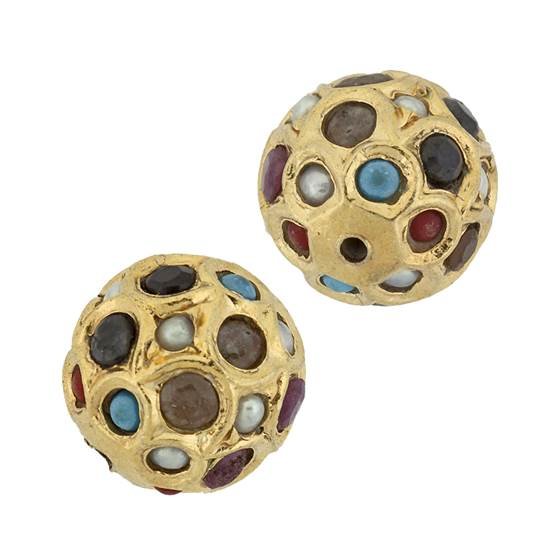 gold plated 11mm mix semi-precious bead spacer