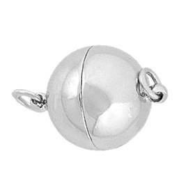 rhodium sterling silver 10mm ball magnetic clasp