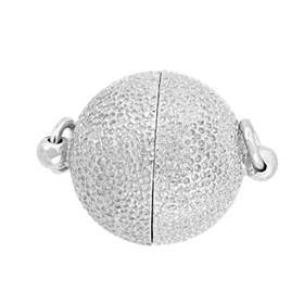 rhodium sterling silver 12mm star dust ball magnetic clasp