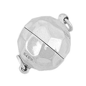 rhodium sterling silver 12mm hammer ball magnetic clasp