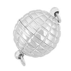 rhodium sterling silver 12mm corrugated ball magnet clasp