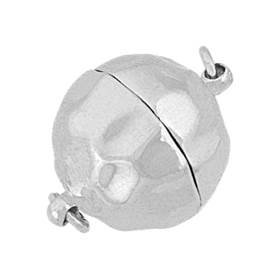 rhodium sterling silver 14mm hammer ball magnetic clasp
