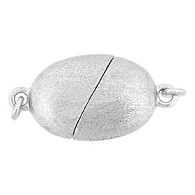 rhodium sterling silver 15x10mm oval matt magnetic clasp