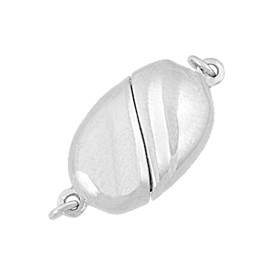 rhodium sterling silver 16x10mm oval magnetic clasp