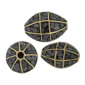 Vermeil Black Diamond Oval Bead