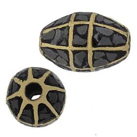 gold plated 12x8mm black diamond bead spacer