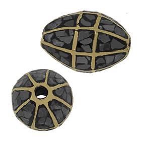 gold plated 14x10mm black diamond bead spacer