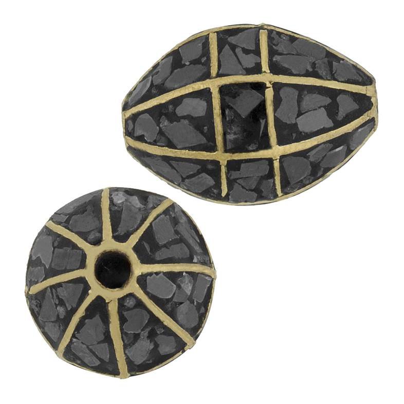 gold plated 16x12mm black diamond bead spacer