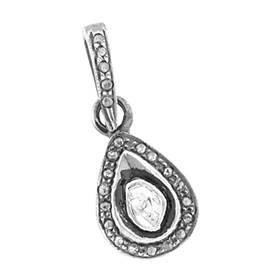 rhodium sterling silver 10x15mm 33pts diamond pear charm