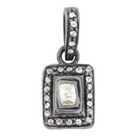 rhodium sterling silver 9x11mm 32pts diamond rectangle charm