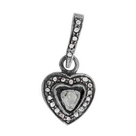 rhodium sterling silver 11mm 27pts diamond heart charm
