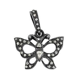 rhodium sterling silver 16x20mm 32pts diamond butterfly charm