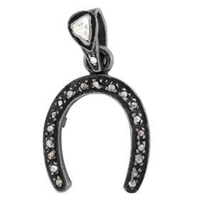 rhodium sterling silver 15x25mm diamond horseshoe pendant