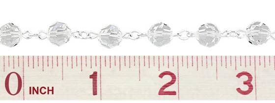 8mm swarovski round crystal anti-nickel allergentic silver plated linked chain