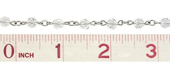 6MM SWAROVSKI ROUND CRYSTAL ANTI-NICKEL ALLERGENTIC GUN METAL PLATED LINKED CHAI
