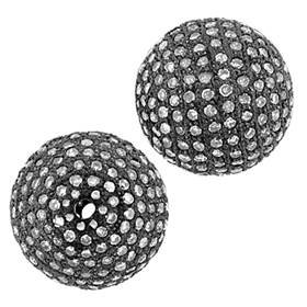 rhodium sterling silver 3.10cts 16mm diamond ball bead