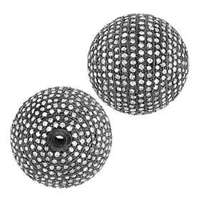 rhodium sterling silver 5.13cts 20mm diamond ball bead