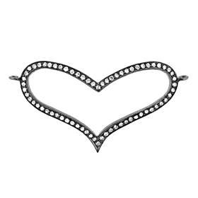 rhodium sterling silver 1.06ct 46x26mm diamond heart centerpiece