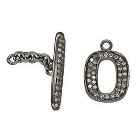 rhodium sterling silver 71pts 16x13mm diamond toggle clasp