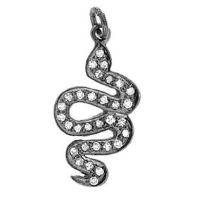 rhodium sterling silver 51pts 24mm diamond snake charm