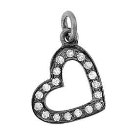 rhodium sterling silver 25pts 14mm diamond heart charm