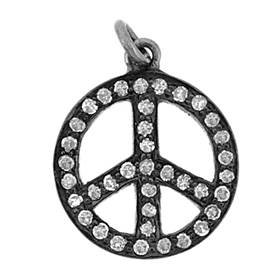 rhodium sterling silver 50pts 19mm diamond peace charm